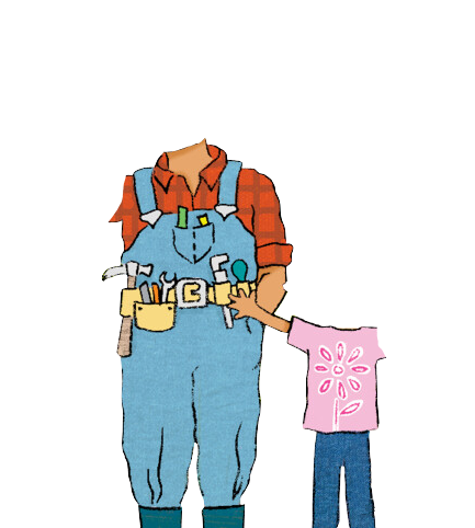 Builder dad and child from Cambridge Reading Adventures